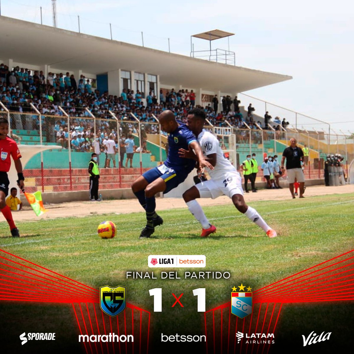 Liga1TeApuesto's tweet photo. ¡Igualdad en Lambayeque!☀️

@FcCarlosStein y @ClubSCristal empataron por la Fecha 7 de la #Liga1Betsson. https://t.co/ndfQhERKzm