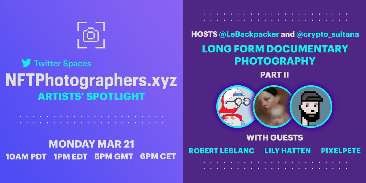 Part I - Monday March 21, 10am GMT
With guests
⭐️ @nyimaslaula 
⭐️ <a href="/ore_huiying/">Huiying Ore</a>

Part II - Monday March 21, 5pm GMT
With guests
⭐️ @thebadlarry_ 
⭐️ <a href="/lilycallisto/">Lily</a> 
⭐️ <a href="/pixelpete/">pixelpete</a>