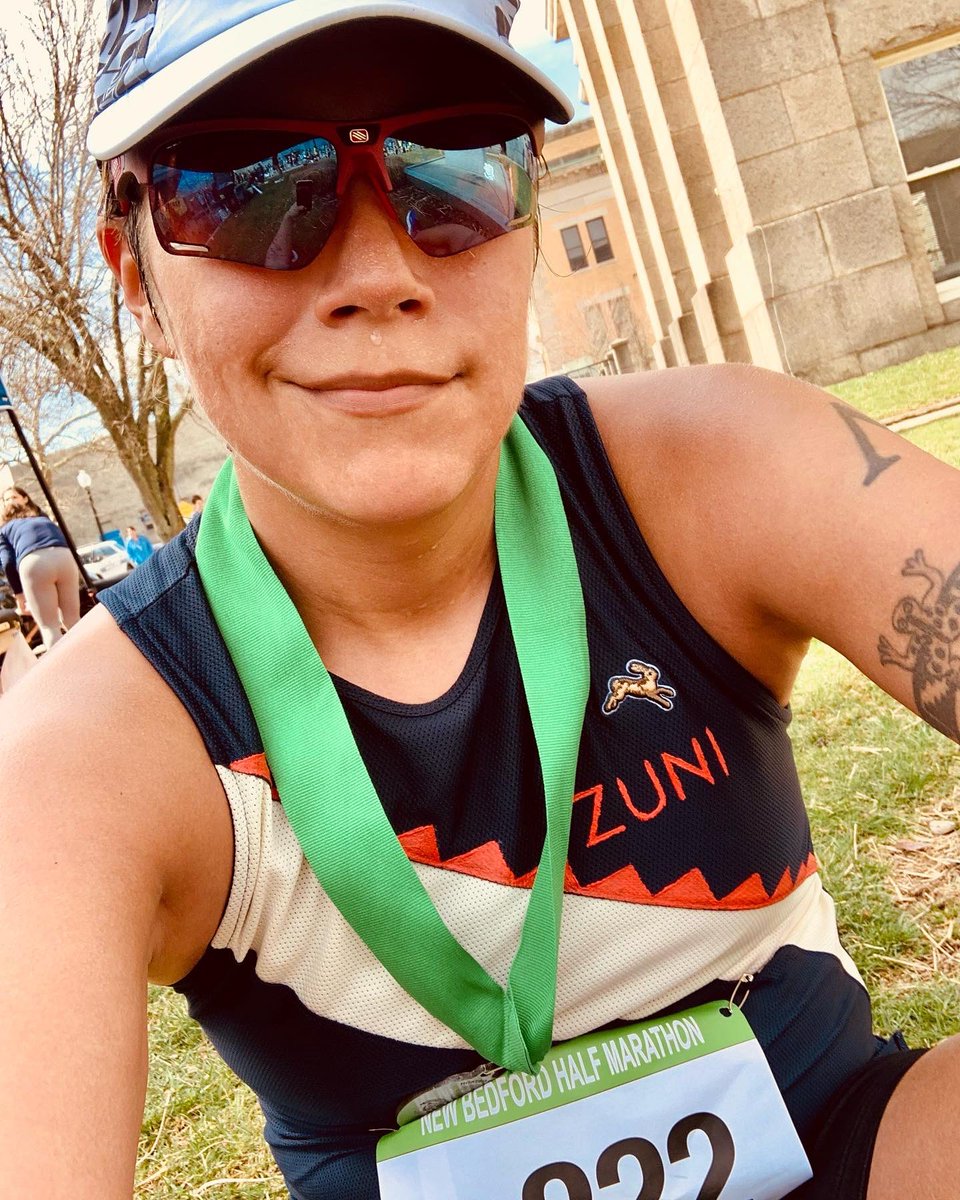 kuwisdelu's tweet photo. 1:36:09 at @NBHalfMarathon on the road to @bostonmarathon 👍🏾 Went out a bit too fast, but hung on until the last hill. Loved the course. Great practice for Boston! #shiwirunner #nativewomenrunning https://t.co/MkpDA167OG