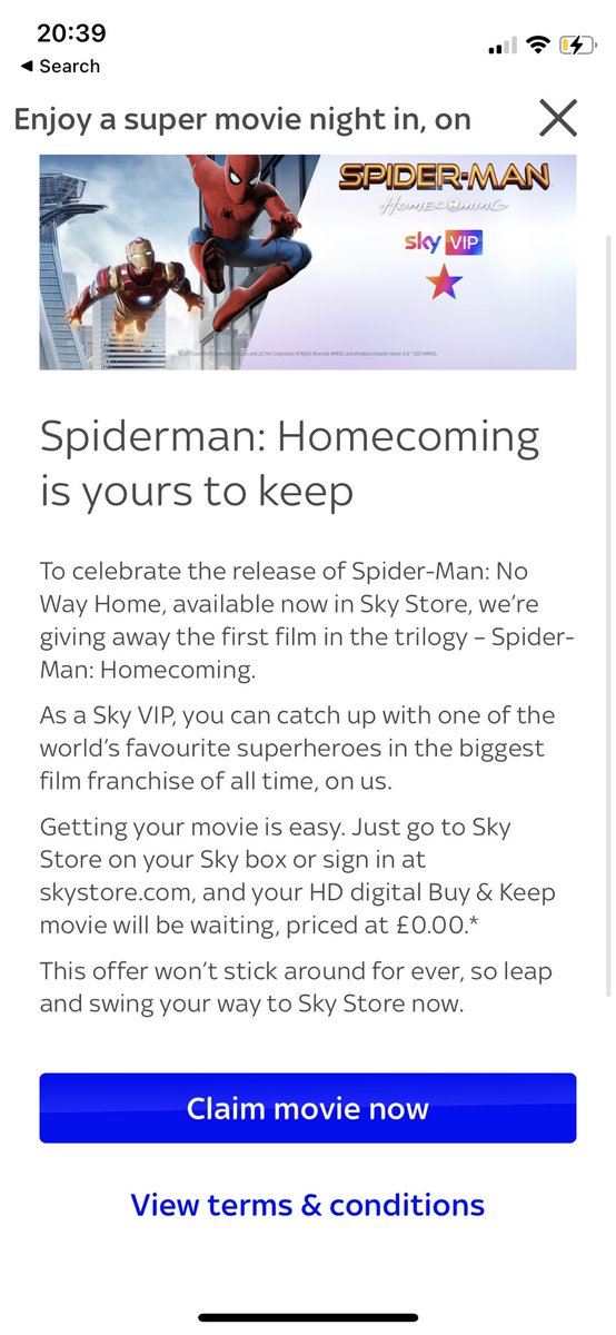 VictoriaBland1's tweet photo. @skytv please can you help? My reward of Spiderman is showing as £13.99 instead of £0.00 https://t.co/kP5otzICuS