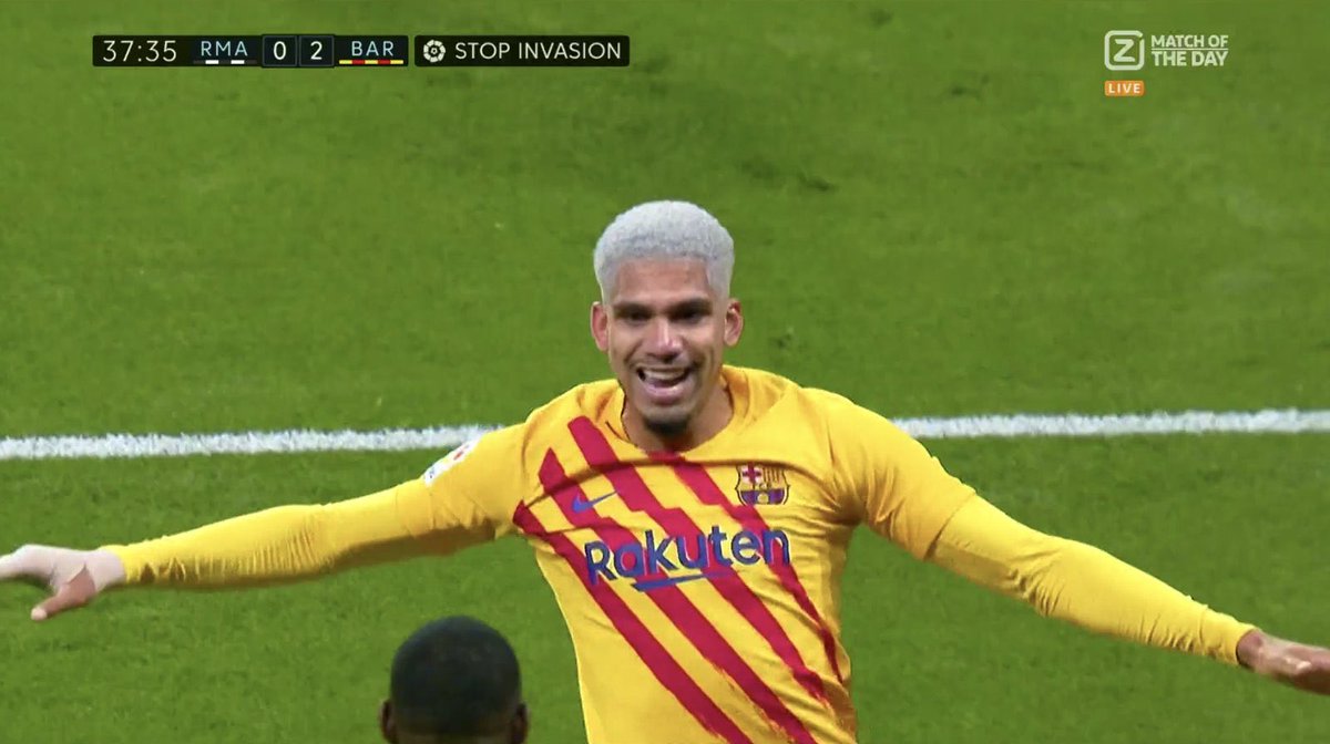 Sportsenjoyar's tweet photo. La Liga is promoting the “stop invasion” propaganda but Barca is invading Real Madrid’s territory so far💀 https://t.co/Rw2nkzwNVf
