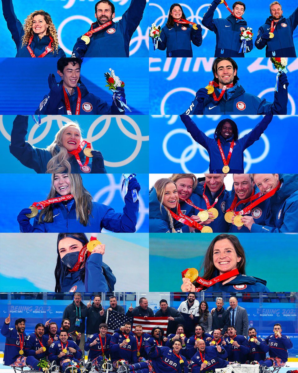 ‘@TeamUSA is GOLDEN! 🥇 

Check out all of the gold medalists from the 2022 #WinterOlympics and #WinterParalympics.