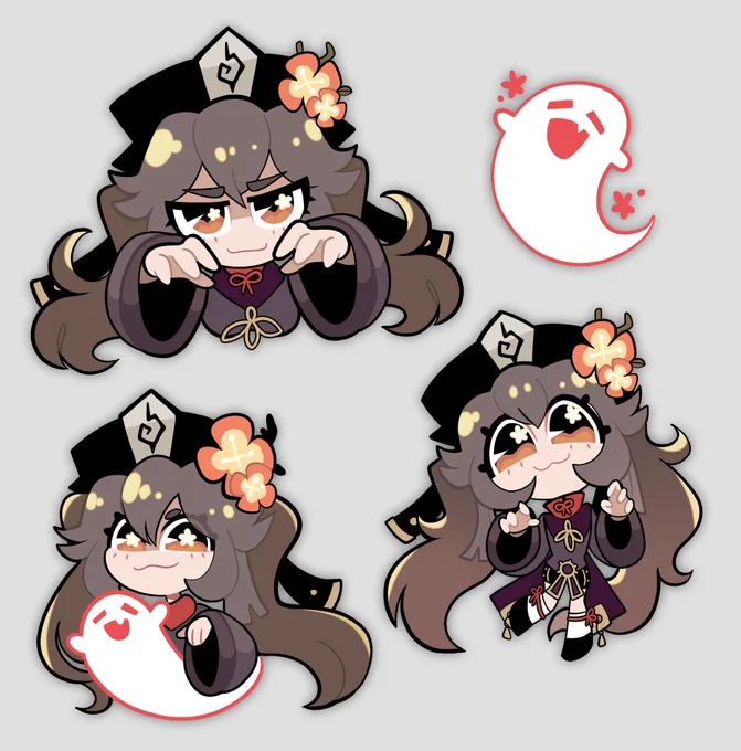 Yae Miko and Hu tao stickers I worked for the shirts pre-orders!! 

#GenshinImpact #YaeMiko #HuTao 
