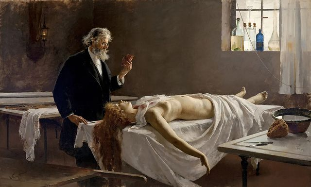 CuratedArtWorks's tweet photo. Enrique Simonet's 'Autopsy', about an autopsy that was performed on a woman who drowned in the Tiber River. Rumor has it that the figure of the doctor here was surprised to see that the woman had a heart. 

For a detailed commentary check out our discord! https://t.co/AoEbqgI0A3