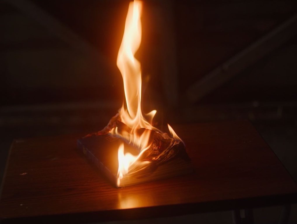 Aaronvaski's tweet photo. “HOLY shit” - Ungraded frame grab from The Slipping proof of concept/sizzle
When things suddenly burst into flames, you know it’s about to get crazy. #horror #latinxfilmmaker #latino #indiefilmmaking #a24 #womeninhorror https://t.co/BIOfLYoqiJ