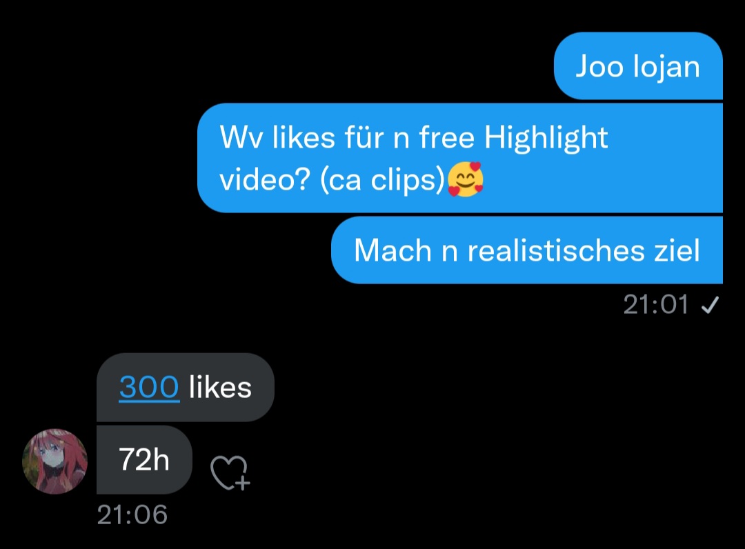 300 Likes and i will get a free Highlight Video from <a href="/TrylixVFX/">TrylixVFX</a> 🥰🥰 (god editor)

♻️♻️ Retweet for a folllow! 😉