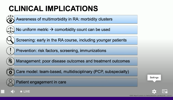 Approaching comorbidities!
Elena Myasoedova @RheumNow #RNL2022