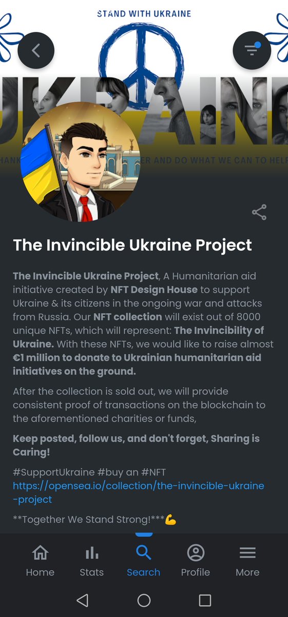 “The Invincible Ukraine Project” is now for sale on <a href="/opensea/">OpenSea</a>  🇺🇦
opensea.io/collection/the…
The nft collection contains 8,000 unique NFTs with more than 250 traits. 
#SupportUkraine 
humanitarian aid initiative by <a href="/NFTDesignHouse/">NFT Design House</a> #OpenSeaNFT