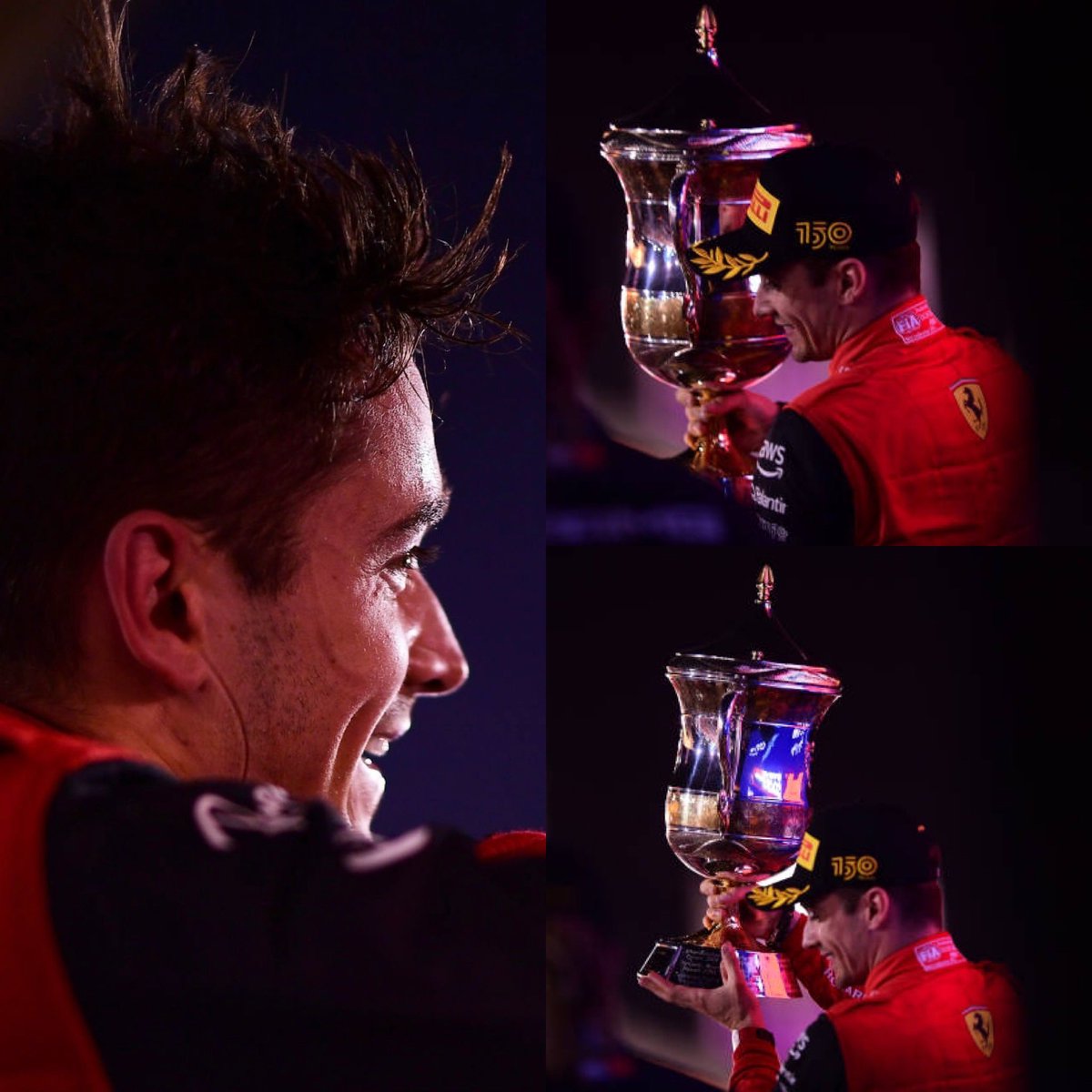 LeclercNews's tweet photo. We are still not over this ❤️😍

#F1 #BahrainGP 🇧🇭 https://t.co/o0OsAaIch3