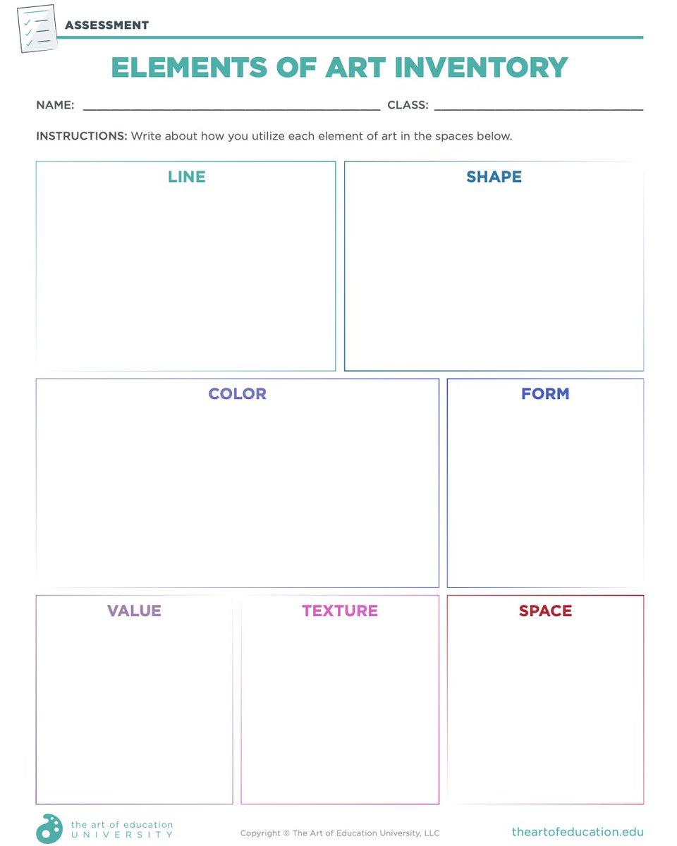 If you are ever looking to test what your students know and recall about the elements of art, this inventory resource can be used to help put that in action. Whether it be analyzing an artwork or planning one, this tool can be used in various ways! artofed.info/3JIN4J3