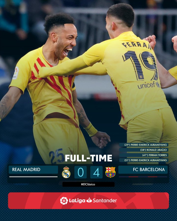 Real Madrid 0 4 Barcelona La Liga 21 22 Video Highlights Pierre Emerick Aubameyang Stars As Catalans Clinch El Clasico Victory In Style Latestly