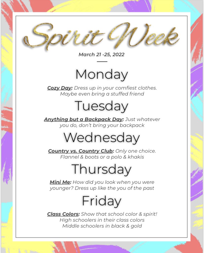 Spirit Week starts tomorrow! #cmsshowyourstripes