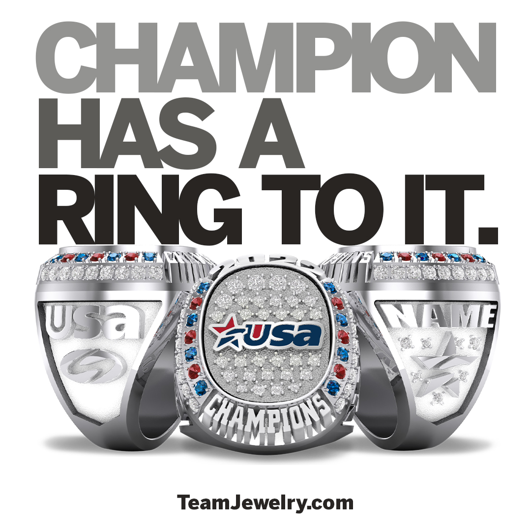 Congratulations Champions! Order your official USA All Star Super Nationals champ ring online at teamjewelry.com. Use promo code USAASN2022 to receive $20 off. Offer expires March 27. NOT valid on custom rings.