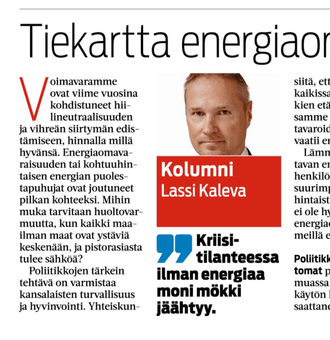 Tamperelaisen kolumni: Tiekartta energiaomavaraisuuteen – "Kriisitilanteessa ilman energiaa moni mökki jäähtyy"

<a href="/ER_Korhola/">Eija-Riitta Korhola-Dunderfelt</a> <a href="/OssiTiihonen/">Ossi Tiihonen 🇫🇮</a> <a href="/MikaLintila/">Mika Lintilä</a>

tamperelainen.fi/paakirjoitus-m… 

#persut #politiikka #turvetuotanto #biodiesel #tampere #turve #maatalous #omavaraisuus #huoltovarmuus