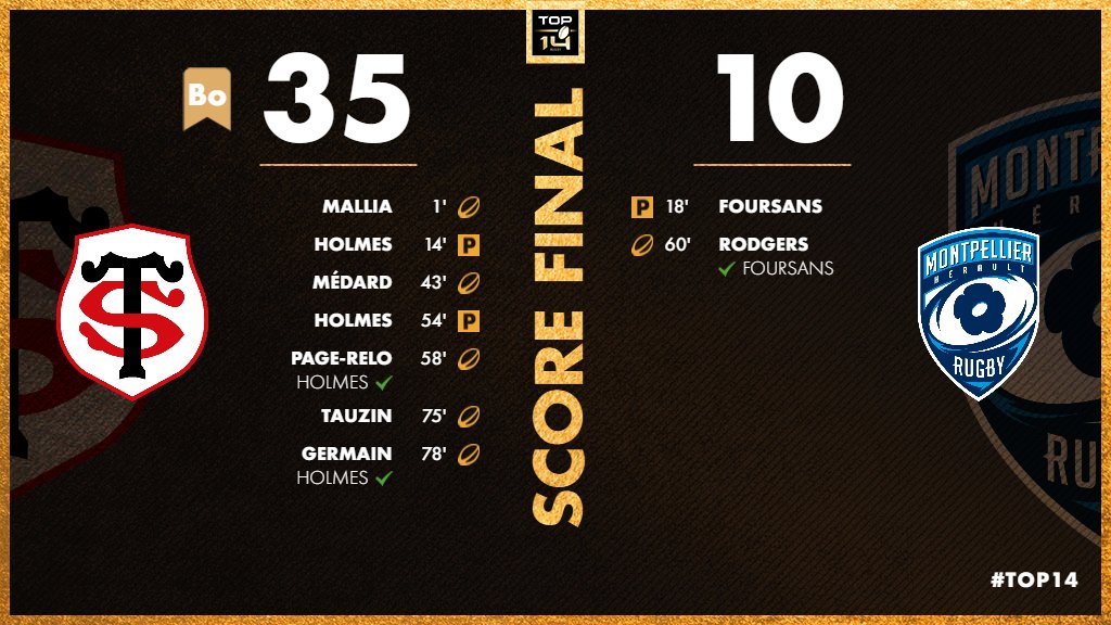 TOP 14 Rugby on Twitter "TOP14 STMHR J15Bis Victoire importante pour le StadeToulousain