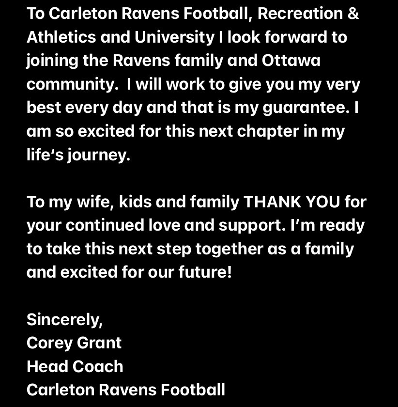 Corey Grant (@c_grant2) on Twitter photo I’ve been blessed with the great honour of leading <a href="/CURavensFB/">Carleton Ravens Football</a>! Thank you to everyone who has assisted me along the way! 🙏🏿 #Ravens🦅 #Family 👊🏿 I’ve been blessed with the great honour of leading <a href="/CURavensFB/">Carleton Ravens Football</a>! Thank you to everyone who has assisted me along the way! 🙏🏿 #Ravens🦅 #Family 👊🏿