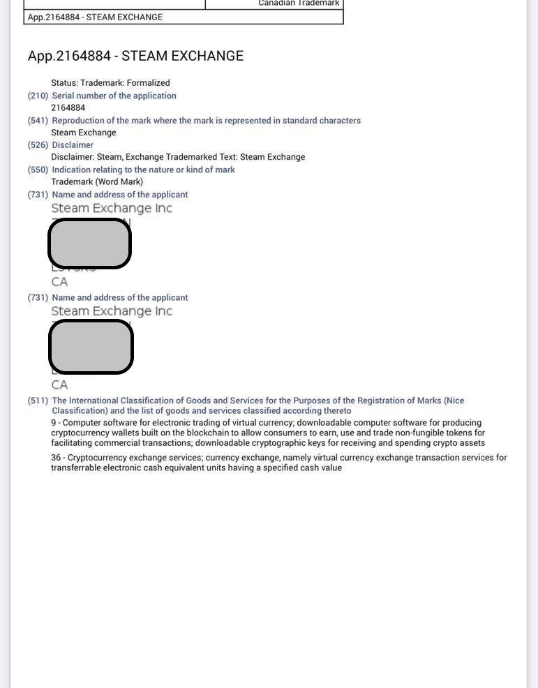 Steam_Exchange's tweet photo. Trademark applications for #SteamExchange &amp; #RailsNetwork are well underway. There are multiple moving parts beneath the surface ⚙️
We’re here to stay.

#SteamX $SteamX #DeFi #bitcoin #blockchain #ETH #BSC #BNB #APECOIN #Cryptos #NFT #Metaverse #Crypto #cryptocurrencies #BTC #SOL https://t.co/zYSgfqYDZY
