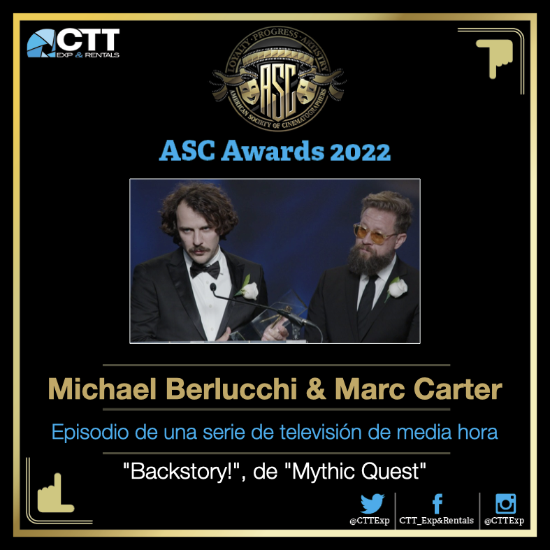 cttexp's tweet photo. La Mejor Fotografía por Episodio de Media #ASCAwards2022 fue para #MichaelBerlucchi y #MarcCarter por "Backstory!" de la serie #MythicQuest. En esta categoría participaban los DP's mexicanos @Paulahuidobro y @r3ynosoy a quienes felicitamos por su trabajo y talento
#ASCawards https://t.co/OHyK0UeuXl