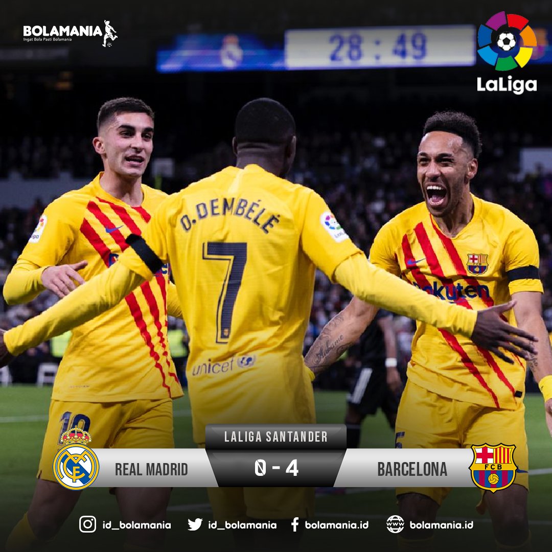 bolaliar's tweet photo. EL CLASICO !! #RMAFCB 
REAL MADRID 0-4 BARCELONA
#LaLiga #ElClasico #ELCLASSICO https://t.co/ndfrXnoDQC