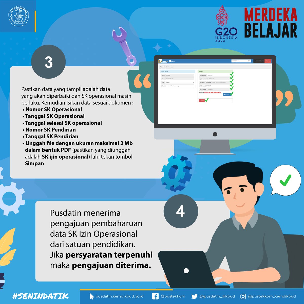 pusdatin_dasmen's tweet photo. #SahabatDatin apakah SK izin operasional satuan pendidikan kamu sudah diperbaharui? Seberapa pentingnya SK izin opersional? Bagaimana melakukan pembaharuan SK izin operasional?
Yuk simak langkah-langkahnya!!

#senindatik
#datadanstatistikpendidikan
#npsn.data
#npsn
#dapodik https://t.co/l3xHeTjvvh