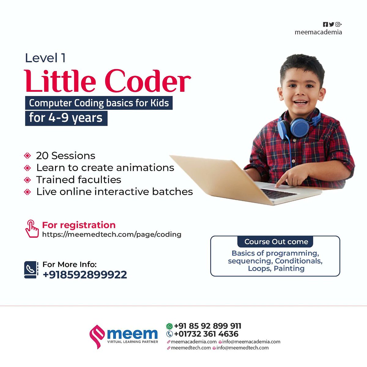 Meemacademia's tweet image. #LittleCoder 
#computercodingbasics 
#for4-9years
#onlineeducation 
#virtualpartner 
#continuouslearning 
#globalaccess 
#meemacademia 
#meemedtech