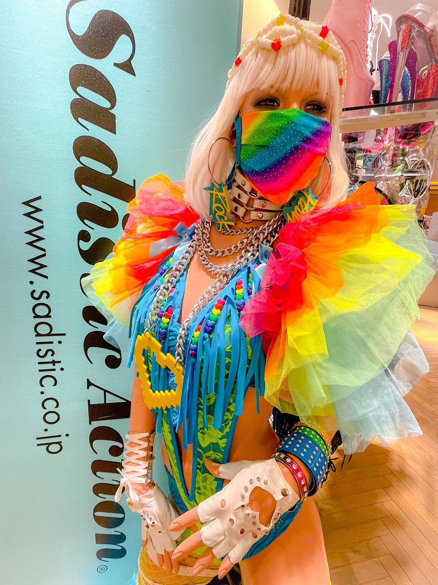 SadisticAction's tweet photo. New Display🌈🌈
#sadisticaction #サディスティックアクション #gogodancer #poledance #ポールダンス #rainbowpride #渋谷マルイ #romacostume #legavenue #jvalentine #forplay https://t.co/BwR3UThHBv