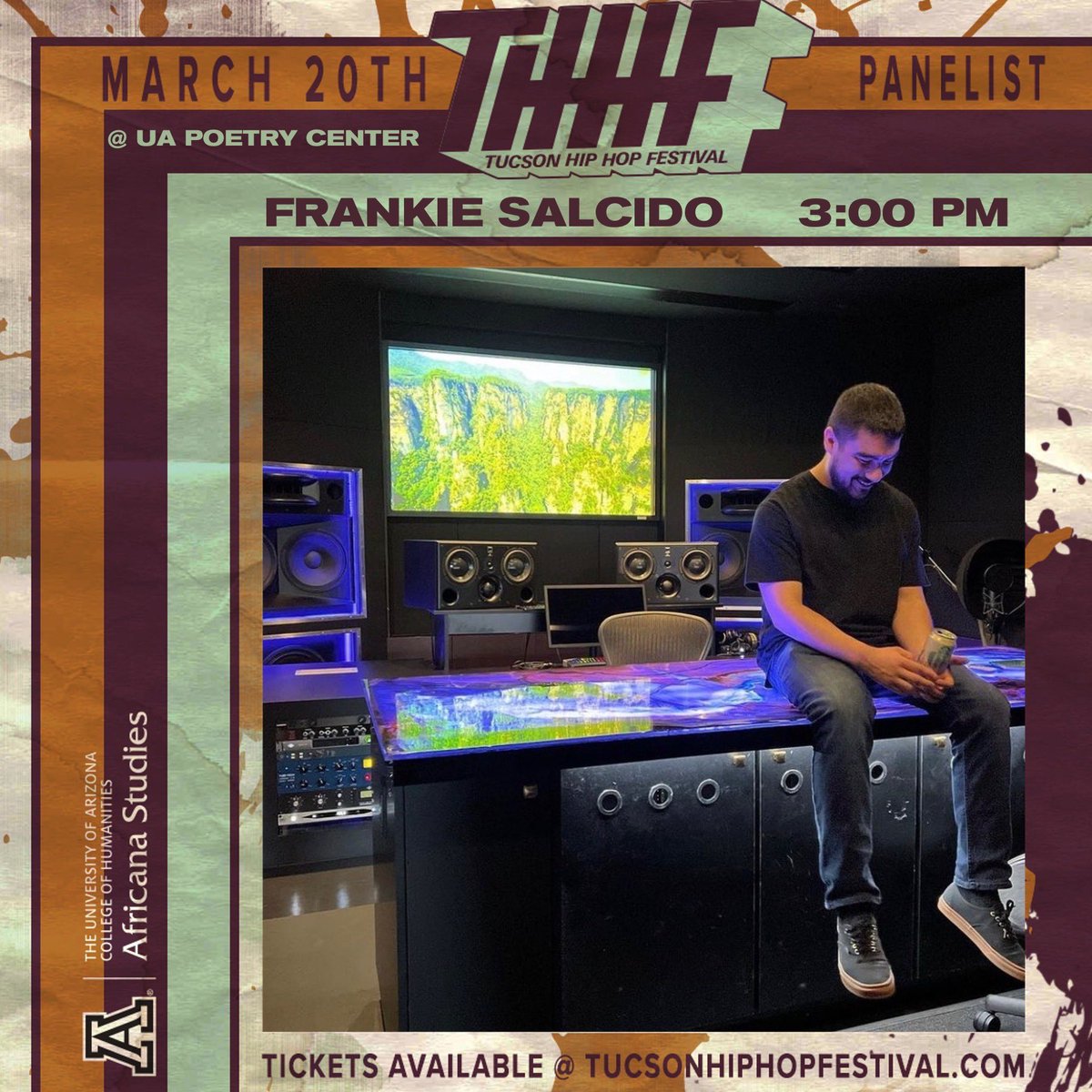 FREE PANELS TODAY STARTING AT ONE! 🔥 Our panelist Frankie Salcido (<a href="/frankie/">Frankie Colamarino</a>.salcido) from @internetmoneyrecords is discussing what it takes to be in the music industry today at the @uapoetrycenter ! ARTISTS DONT MISS THIS!!! #THHF22 

💙❤️: <a href="/uahumanities/">UA Humanities</a>