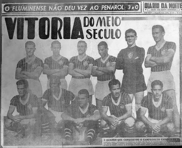 museuFlu's tweet photo. Fluminense vence o Peñarol (time base da seleção campeã do mundo em 1950) por 3x0 - Copa Rio Mundial de 1952. 

• XI: Castilho, Píndaro e Pinheiro; Jair Santana, Edson e Bigode; Telê, Orlando Pingo de Ouro, Marinho, Didi e Robson. https://t.co/MQerilCBvz