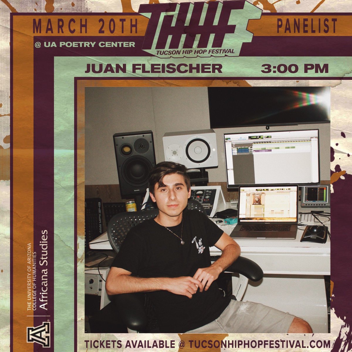 FREE PANELS TODAY STARTING AT ONE! 🔥 Our panelist Juan Fleischer (<a href="/wraith/">maxime</a>.x ) from @atlanticrecords <a href="/artistpg/">APG</a> is discussing what it takes to be in the music industry today at the @uapoetrycenter ! ARTISTS DONT MISS THIS! #THHF22

💙❤️: <a href="/uahumanities/">UA Humanities</a>