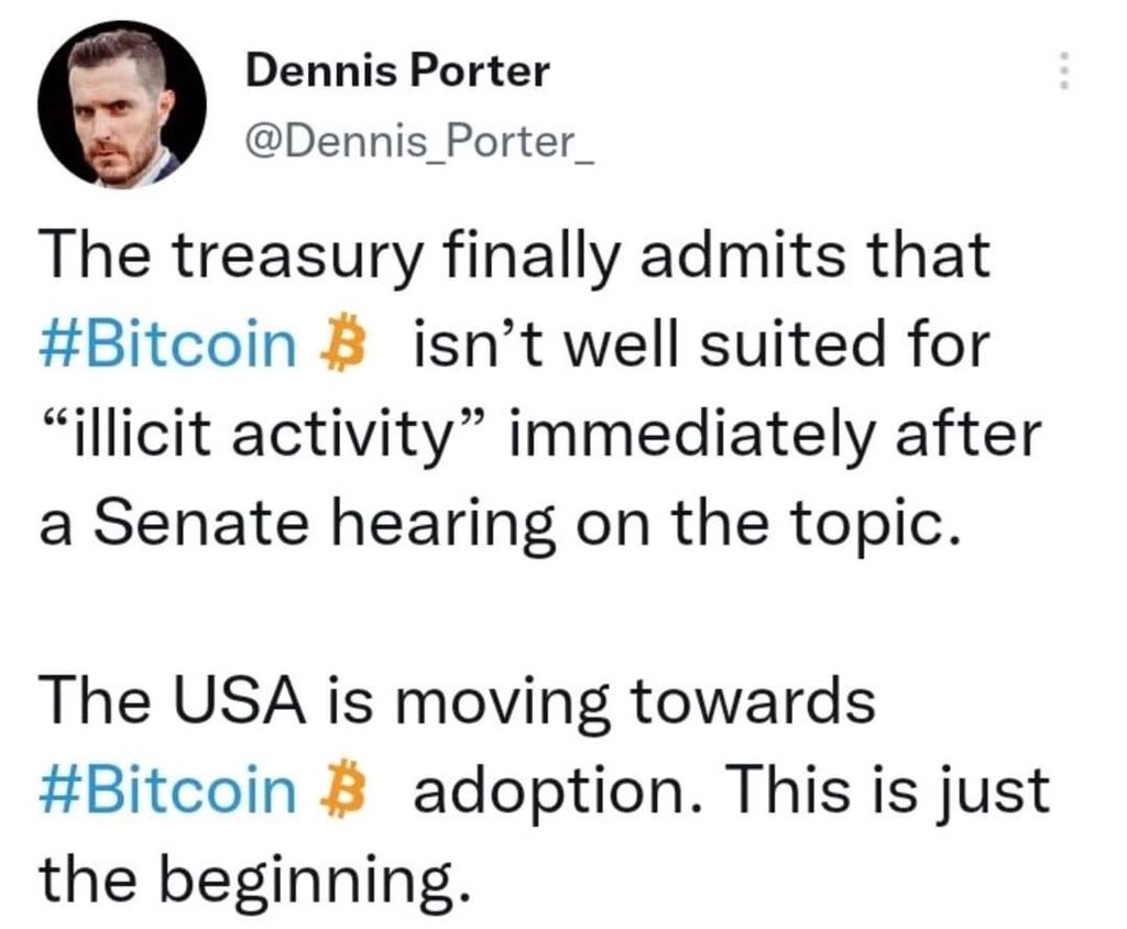 EarthDollar's tweet photo. USA moving to adopt #bitcoin and crypto after treasury admits bitcoin not ideal for illegal activities #earthdollar https://t.co/VwLUMzmgph