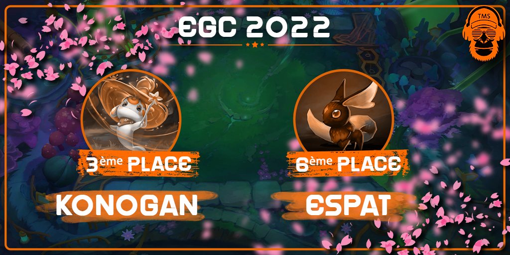 Bravo à <a href="/Konogan_/">Konogan</a> et @Esteban4485 pour leur 3ème place et 6ème place respectives à l'EGC 2022 🏆
Go Monkeys 👊🐒