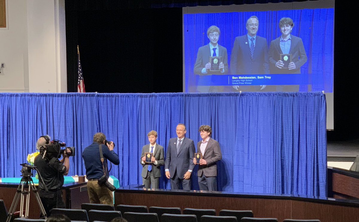 DP_Fed's tweet photo. So Proud of my son Ben and teammate Sam for winning 1st place in Fairfax Country Regional Science Fair category of Energy: Sustainable Materials and Designs. They also won 1 of 10 Grand Prizes to compete at @Society4Science Regeneron International Science and Engineering Fair! https://t.co/EDiCpCoKDg