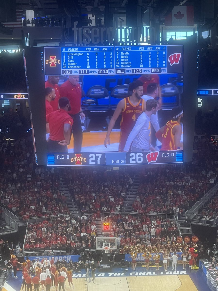 OCteamnoll's tweet photo. Awesome day at #NCAATournament Sons at both schools @CycloneMBB and @UWBadgers #blessed to be here with both of them!! #CyclONEnation #Badgers https://t.co/XuFIfhbUeO