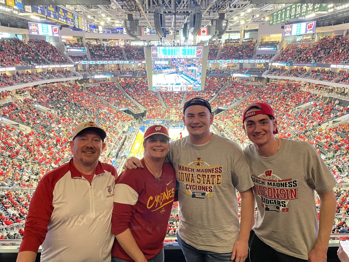 OCteamnoll's tweet photo. Awesome day at #NCAATournament Sons at both schools @CycloneMBB and @UWBadgers #blessed to be here with both of them!! #CyclONEnation #Badgers https://t.co/XuFIfhbUeO