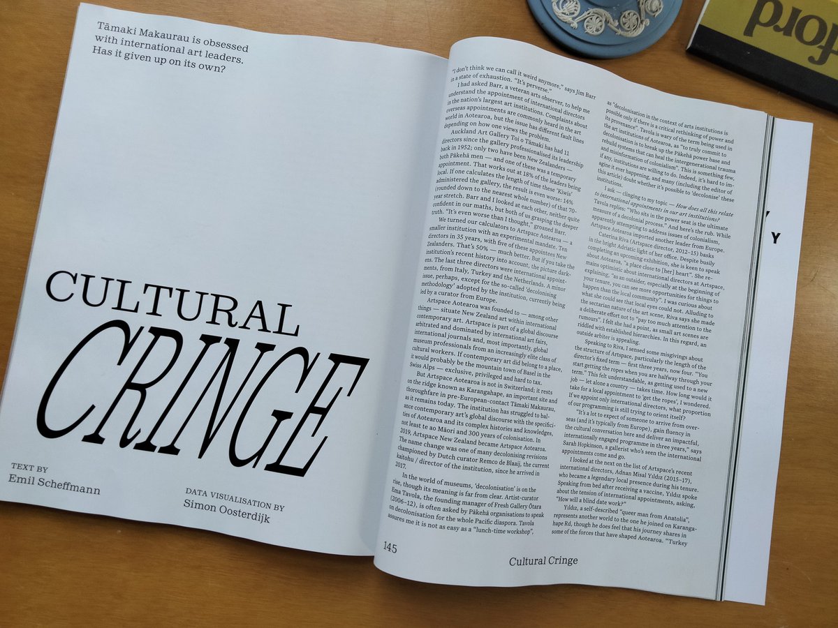 EmilScheffmann's tweet image. Cultural Cringe in @MetroMagNZ 
Big heartfelt thanks to Jim Barr, Ema Tavola, Carterina Riva, Sarah Hopkinson, Adnan Misal Yildiz, Remco de Blaaij, Desna Whaanga-Schollum, Vera Mey, Nigel Borell, Jasmine Te Hira, Nick Hill, Tendai Mutambu, and Metro arts editor, Lana Lopesi. 🌺
