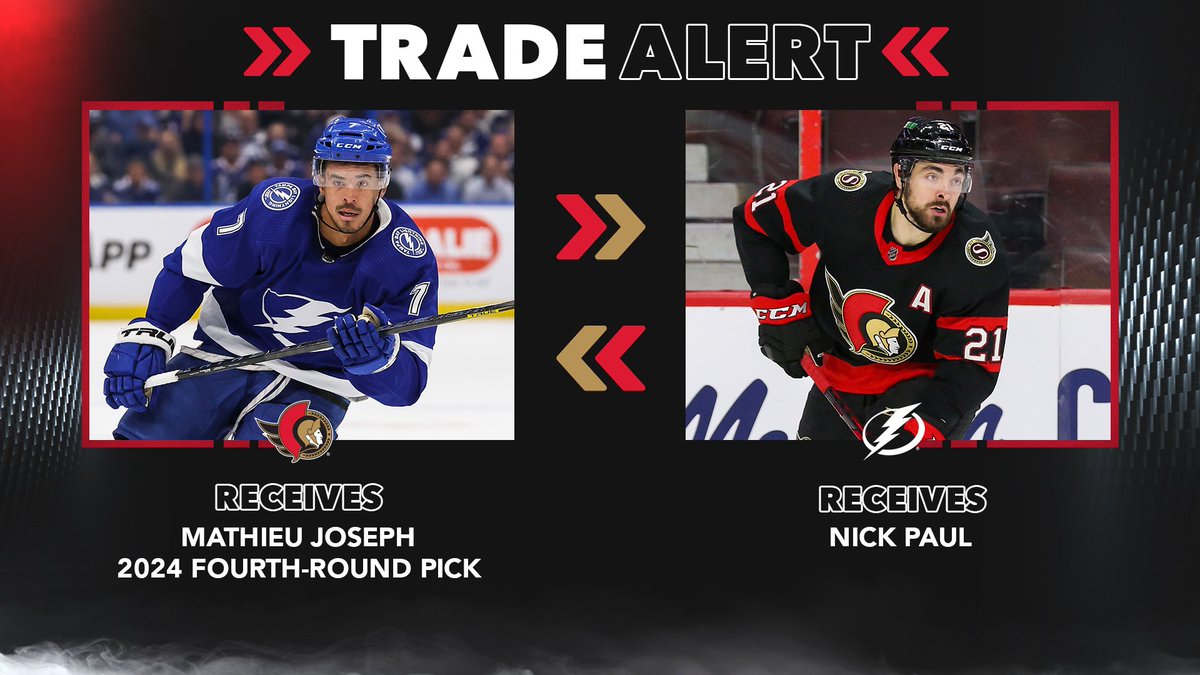 Nick Paul trade Ottawa Senators Tampa Bay Lightning 