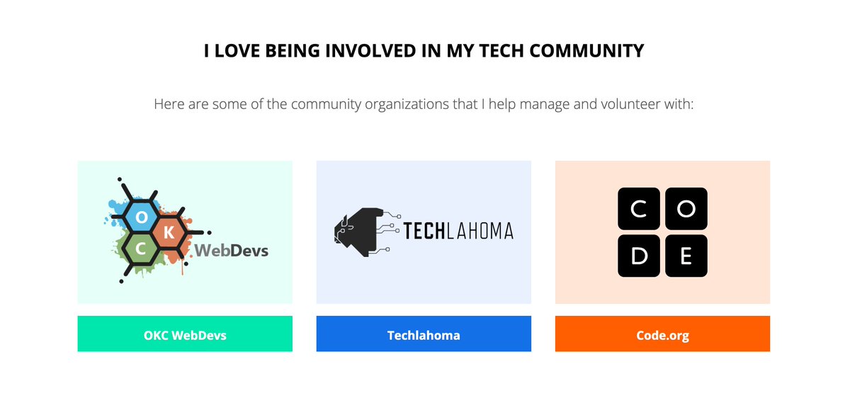 thecodeboss's tweet image. Updated my site with a shout out to the tech community. Gotta rep my squad @OKCWebdevs @techlahoma @codeorg !