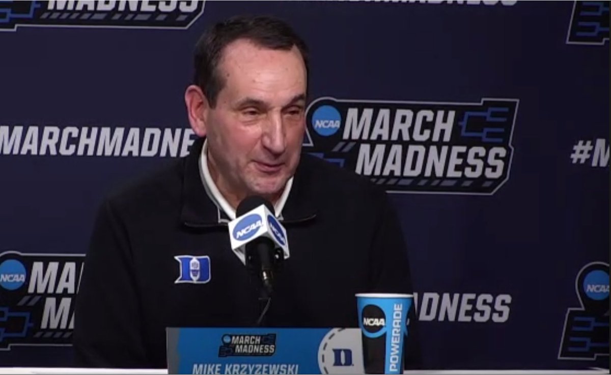 DaveMReports's tweet photo. #Duke Coach Mike Krzyzewski speaking after win over Michigan State to make the Sweet 16
โThis was reminiscent of Elite 8, Final 4 gamesโ
#MSUvsDUKE #MarchMadness https://t.co/MpWToL31QJ