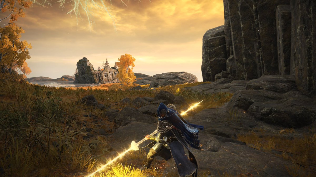 Polygon_Wizard's tweet image. Twinned Knight Swords + glowing damage buff = Me making lightsaber noises at my TV #ELDENRING