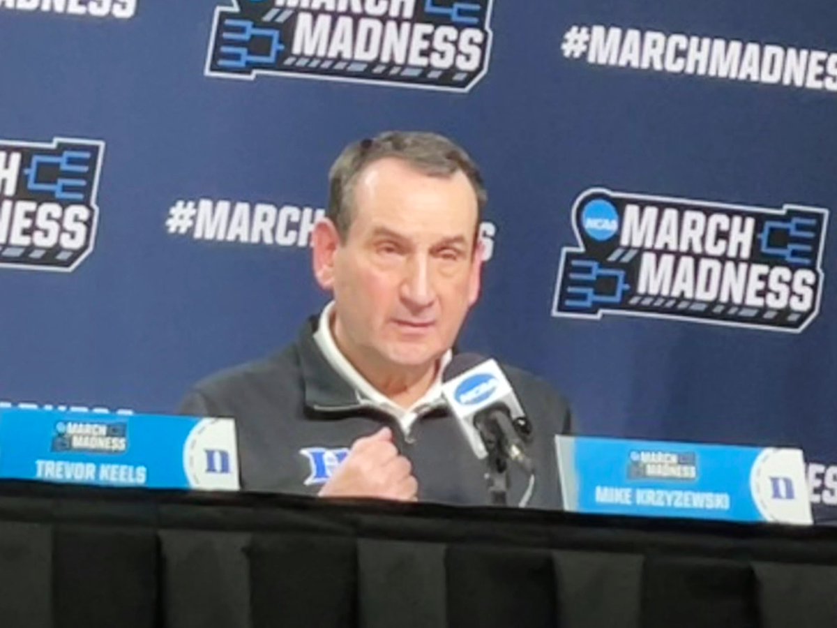 tylerredmondtv's tweet photo. Coach Krzyzewski wins another one! #MarchMadness treks on. “We carry that to San Francisco!” #DUKEvsMSU https://t.co/9r89FTp2dx