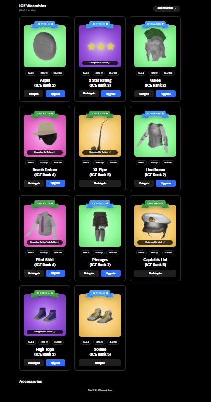 GoldandPlata's tweet photo. Just swept the @DecentralGames Ice Poker wearables and got myself a full set of Ice Spartan. 

Gonna need some more delegates so hmu. https://t.co/EAnBCApAJr