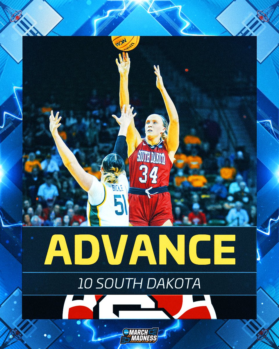 MarchMadnessWBB's tweet photo. SWEET, SWEET SOUTH DAKOTA!!

No. 10 @SDCoyotesWBB UPSETS No. 2 Baylor, 61-47, to move on to the Sweet 16!

#MarchMadness https://t.co/mavcqh2RP1