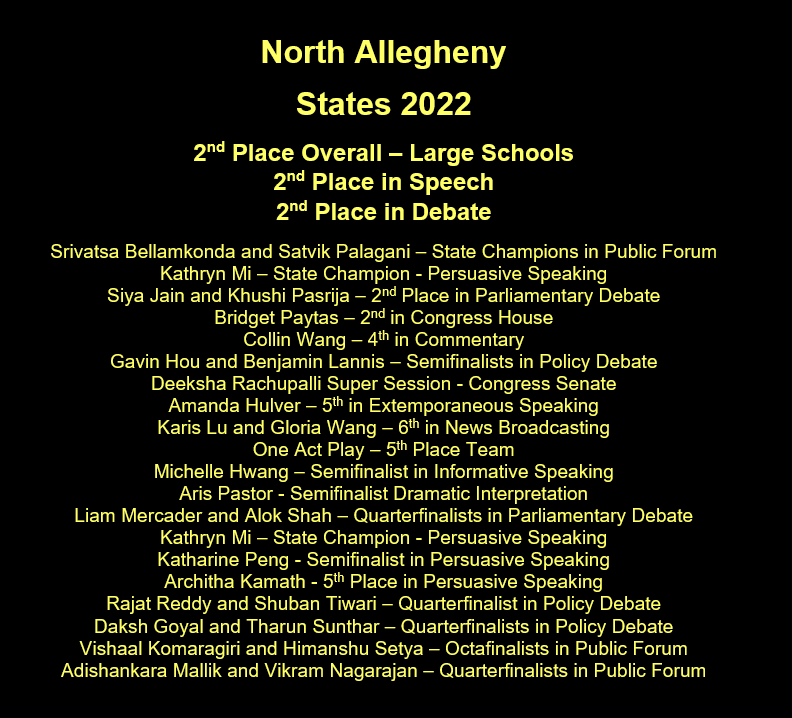 NASpeech_Debate's tweet photo. @NA_Schools @ndirdaNA @NAI_Tigers 
Congratulations to Ms. Kuntz, Mr. Moore, Mr. Guaetta and our amazing team!!! https://t.co/iTCnJX3uEA