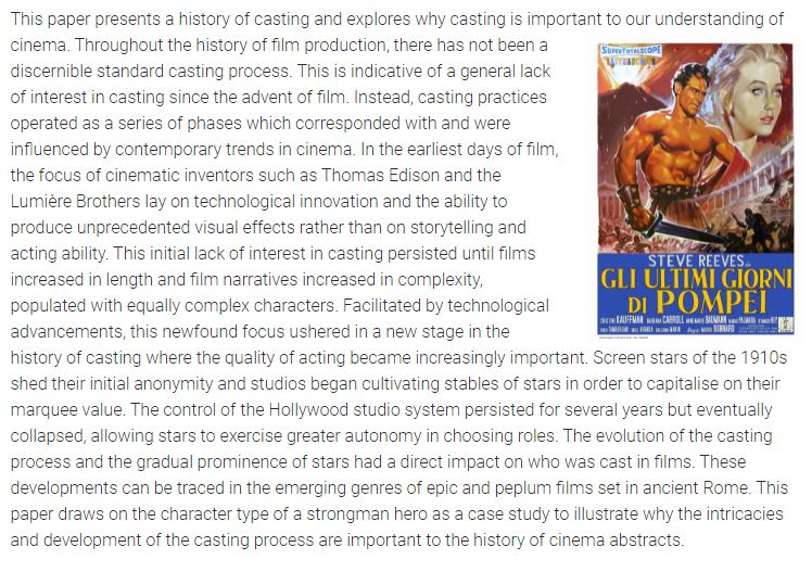 March 25 #online/in person - Brisbane 4pm AEST @HASSUQ <a href="/UQ_ClassAncient/">UQ Classics and Ancient History</a> Seminar (2/2): <a href="/TylaCascaes/">Tyla Cascaes</a>, Contextualising Casting: A History of the Casting Process &amp; its Importance in Cinema hpi.uq.edu.au/event/session/… Attendance info/Zoom: hpi.uq.edu.au/classics-and-a…