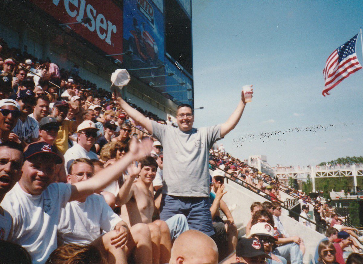 AshleyBastock42's tweet image. This picture from the Jacobs Field bleachers is how my dad always said that he wanted everyone to remember him. It’s been in my parents’ living room ever since I can remember.  

He passed away on Friday and loved all sports — especially baseball — more than anyone I know.