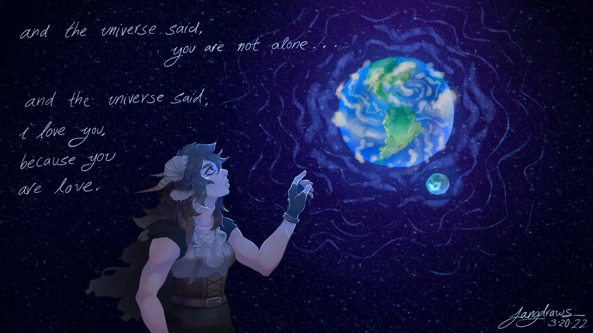 fangdraws_'s tweet photo. "and the universe said you are not alone. and the universe said i love you because you are love."

[#minecraftendpoem #minecraftart #personaart #ocart] https://t.co/p8YqYGL5Ce