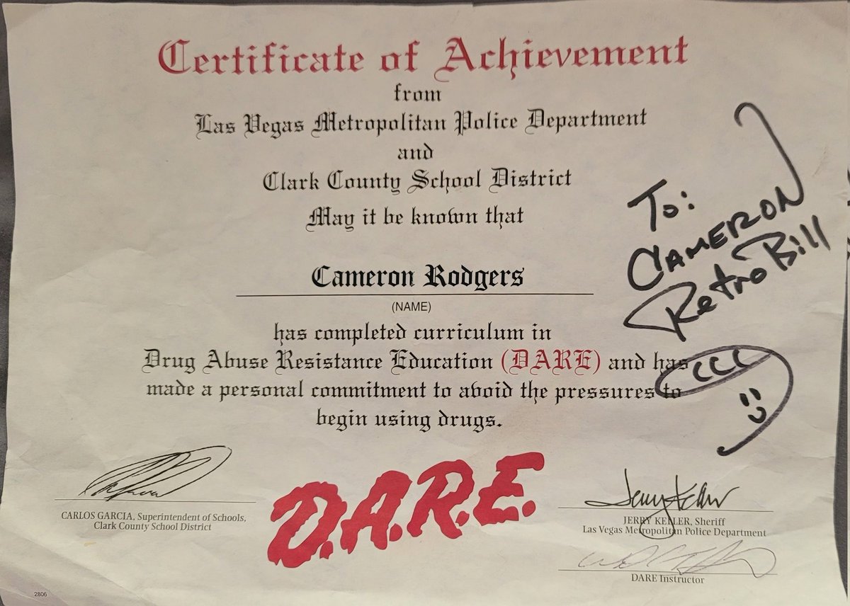 CameronTRodgers's tweet photo. @RetroBill Digging through my old school paperwork from the 90s and found this gem. Glad to see you are still you! https://t.co/lujcyWfGHX