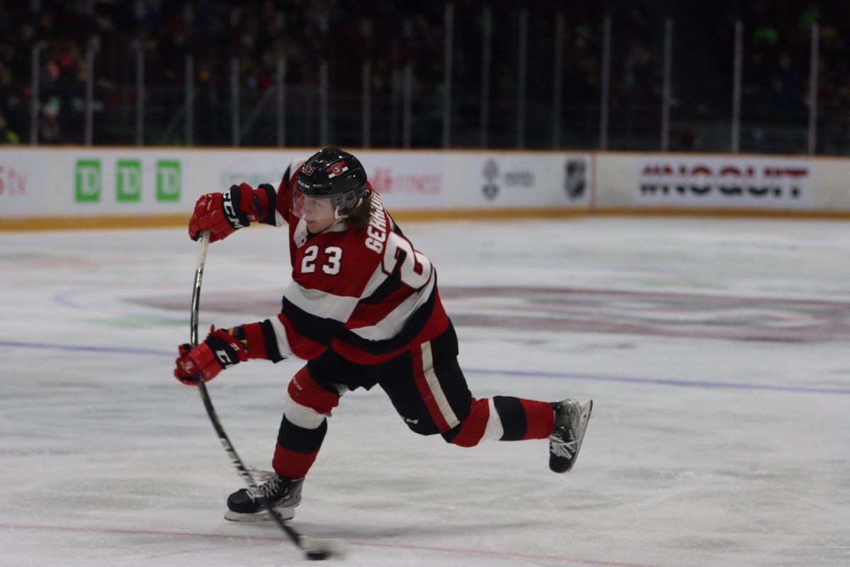 Getting all the flex on that shot <a href="/GerriorWill/">Will Gerrior</a>. <a href="/Ottawa67sHockey/">Ottawa 67’s</a> <a href="/OHLHockey/">Ontario Hockey League</a> <a href="/BauerHockey/">BAUER Hockey</a>
