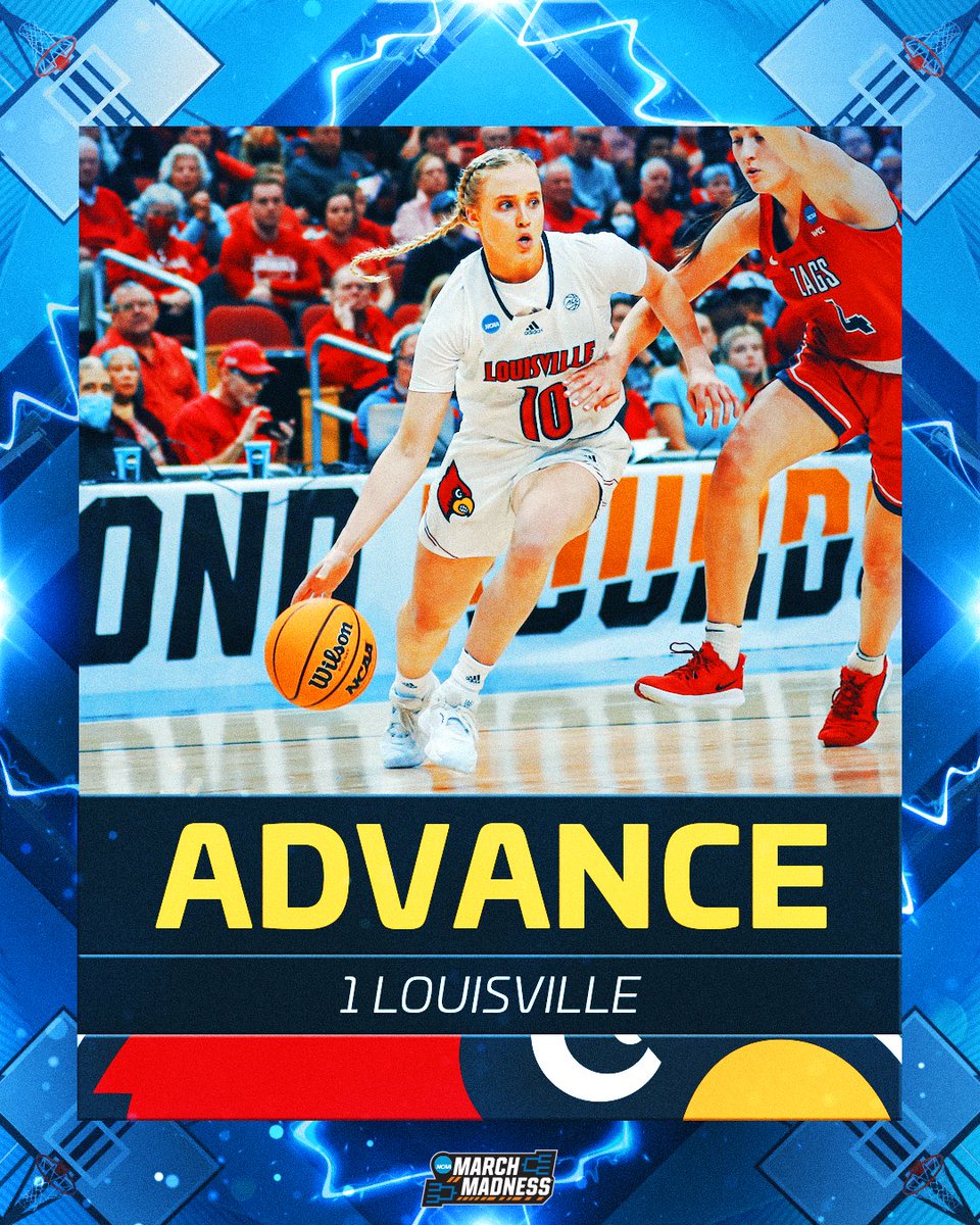 MarchMadnessWBB's tweet photo. LOUISVILLE ➡️ SWEET 16

No. 1 @UofLWBB is headed to its 5th-straight Sweet 16 after a 68-59 victory over Gonzaga.

#MarchMadness https://t.co/JtzOl2TOpv