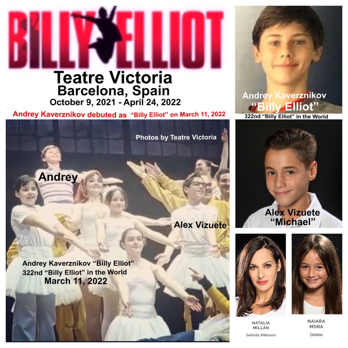 RoyEtten's tweet photo. ⁦@BillyElliotUK⁩ ⁦@BillyElliot_es⁩  #BillyElliot #BillyElliotBCN    12 year old Andrey Kaverznikov debuted as the 322nd “Billy Elliot” in the World on March 11, 2022 at the Teatre Victoria in Barcelona, Spain. 👏👏👏👏  Stay Healthy, Stay Safe. https://t.co/FqJRKsoqsH